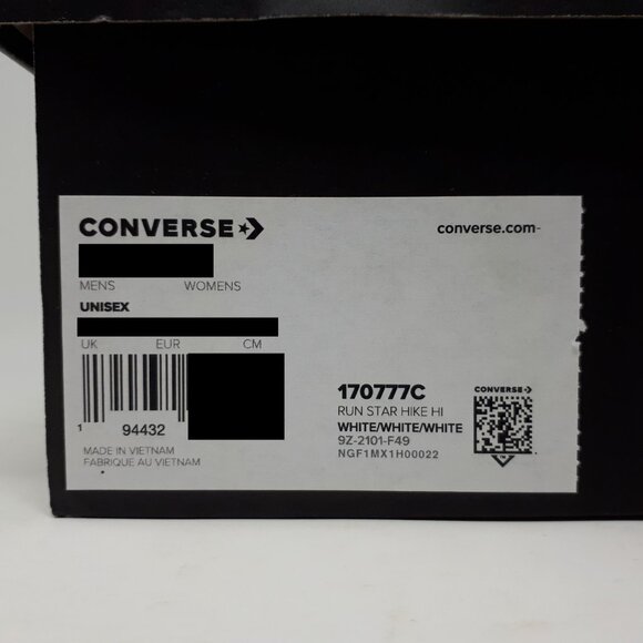Converse Run Star Hike Hi High Triple All White 170777C Shoe Sneaker Boot Womens - Picture 9 of 12